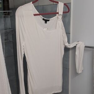 H&M Cream Asymmetrical Cut Out Bodysuit